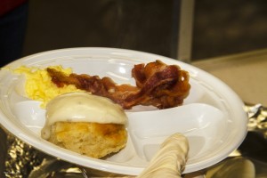 Bacon, eggs,  biscuit and gravy-3549FX     
